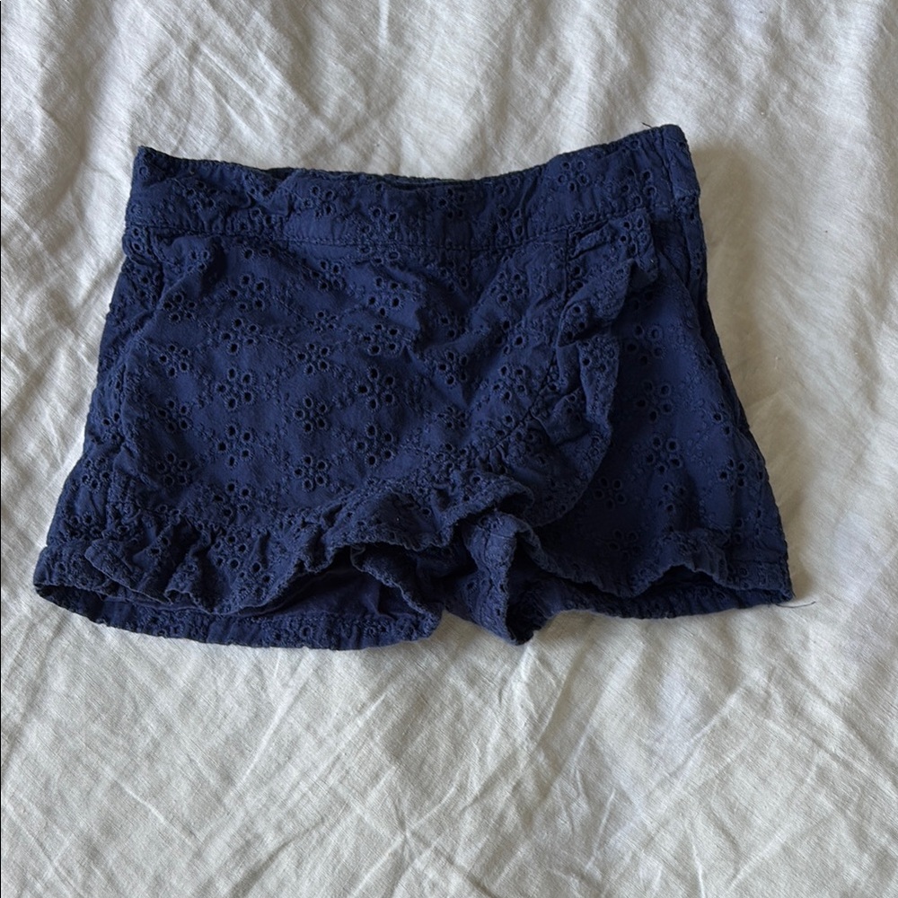 Janie and Jack Navy Eyelet Toddler Girl Skort Size 4 Like New Adjustable Waist